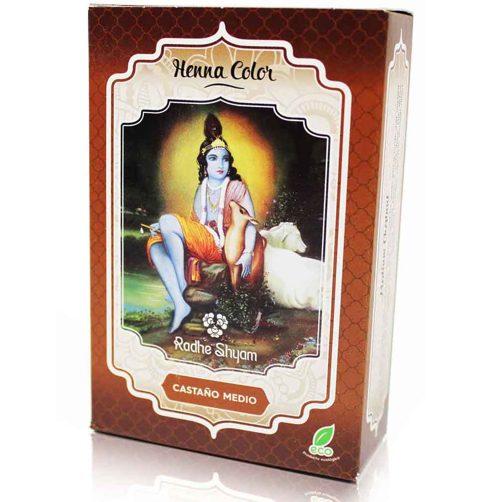 Colorao em p Henna Color Castanho mdio 100 g - Radhe Shyam
